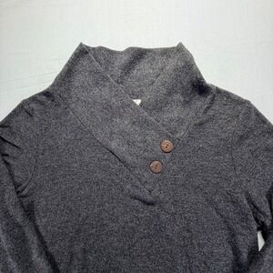 Indigo Soul Gray Cowl Neck Button Detail 3/4‎ Sleeve Tunic Top Women's Size L